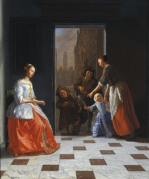 Jacob Ochtervelt Street Musicians at the Door Germany oil painting art